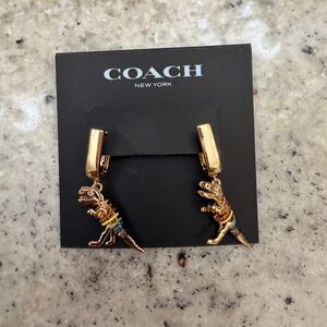 NWT Coach Skeletal Rexy Huggie Earrings